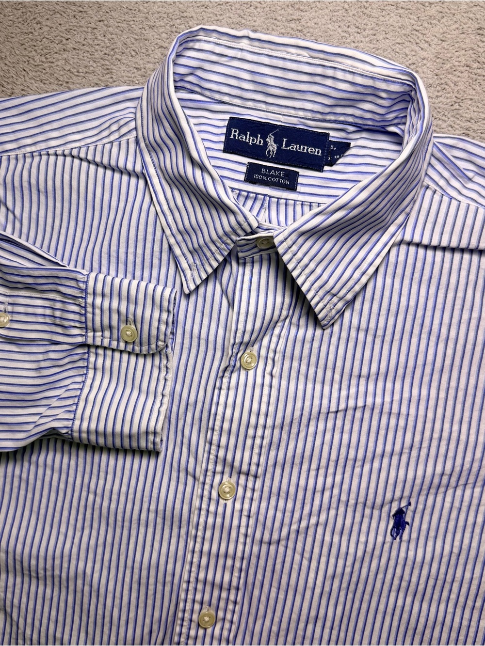 Vg Polo Ralph Lauren Blake Shirt Men’s XL Blue White Candy Striped Button Down